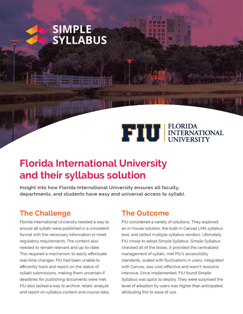 Florida International University Syllabus case study