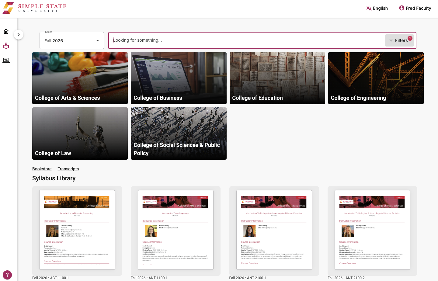 Online platform for storing digital syllabi.