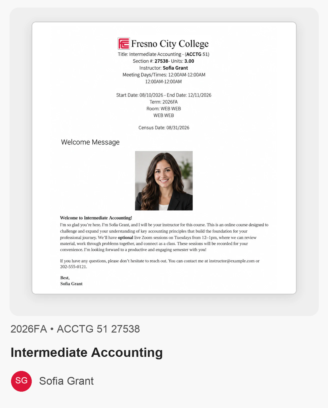 Fresno City College syllabus example