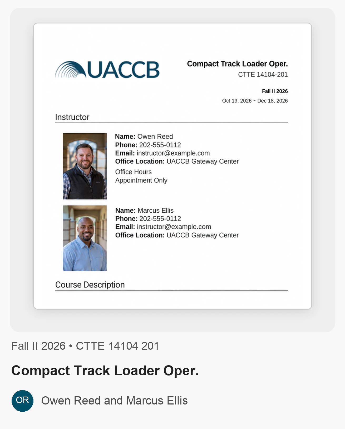 UACCB syllabus example