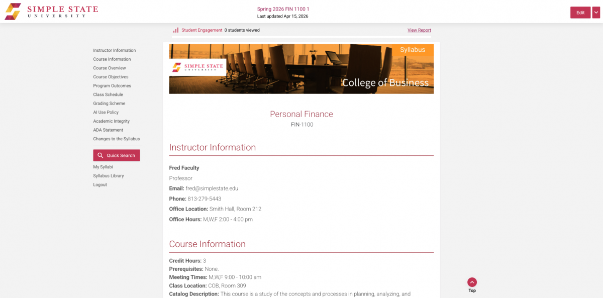 Syllabus template system - Simple Syllabus