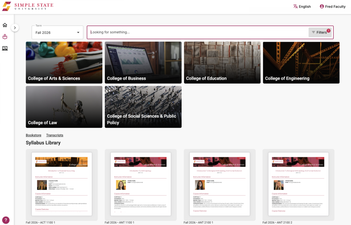 Online platform for storing digital syllabi.